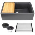 Nantucket Sinks 33-inch Reversible Workstation Granite Composite Apron Sink with Accessory Pack PR3320-APS-BL